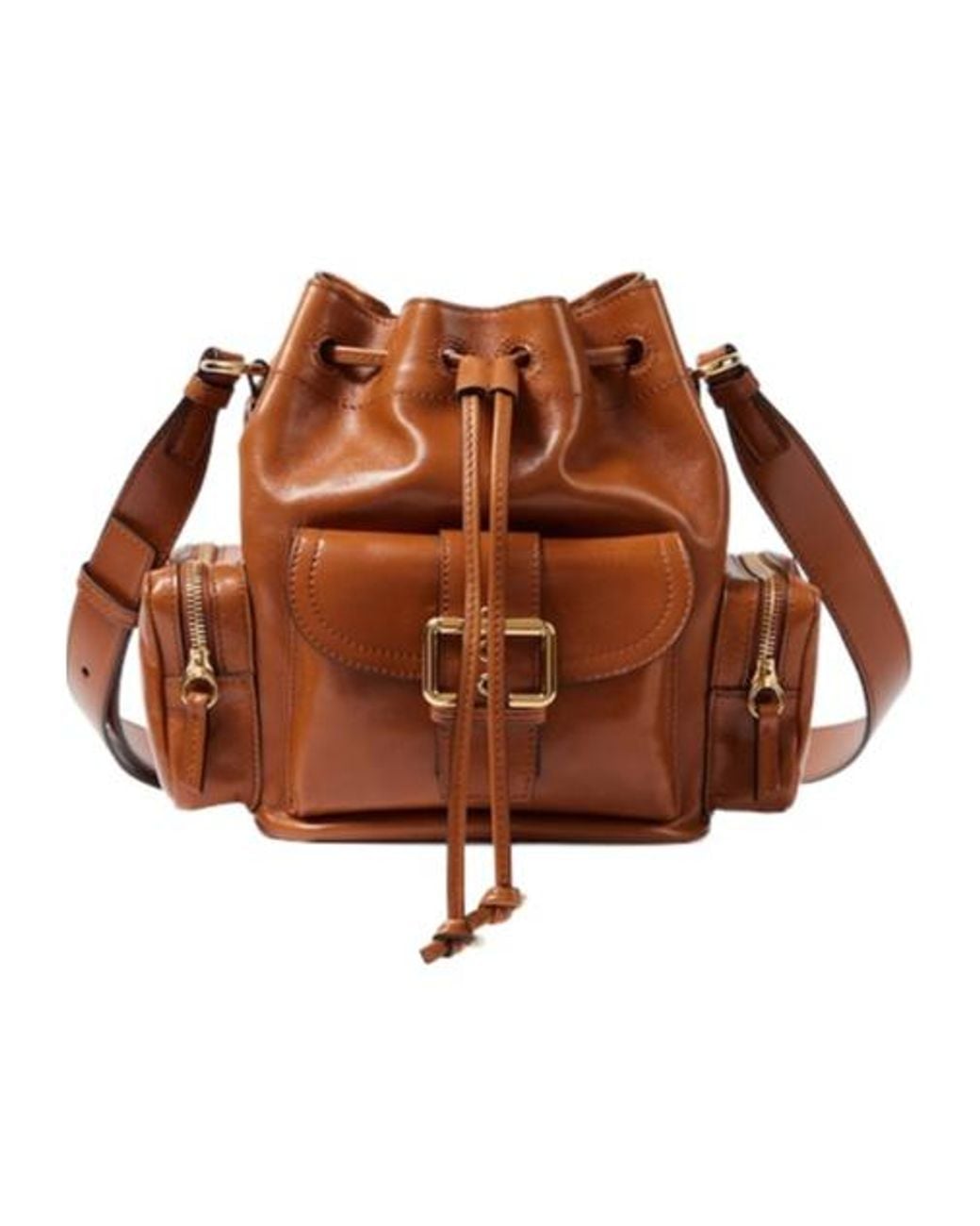 Chloé Brown Camera Leather Bucket Bag