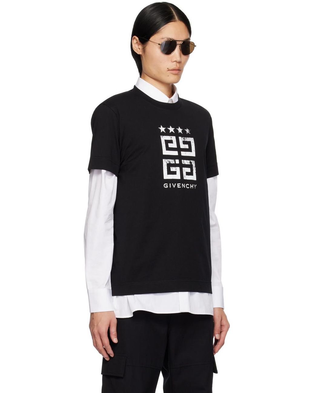Givenchy Black Faded 4G Logo Printed Slim Fit T-Shirt for men