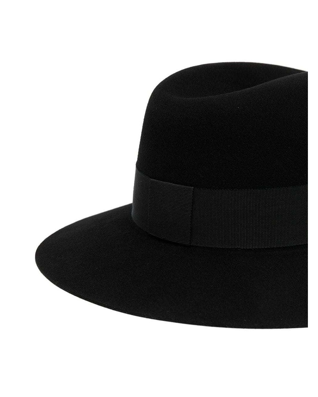 Maison Michel Black Henrietta Wool Fedora Hat