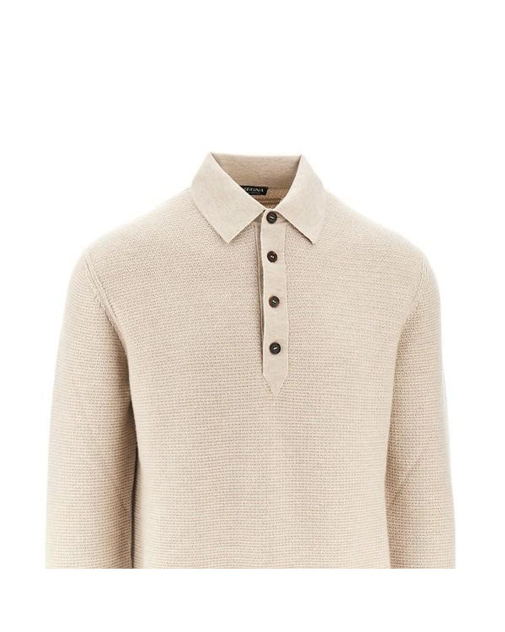 Zegna White Long-Sleeve Polo Shirt for men