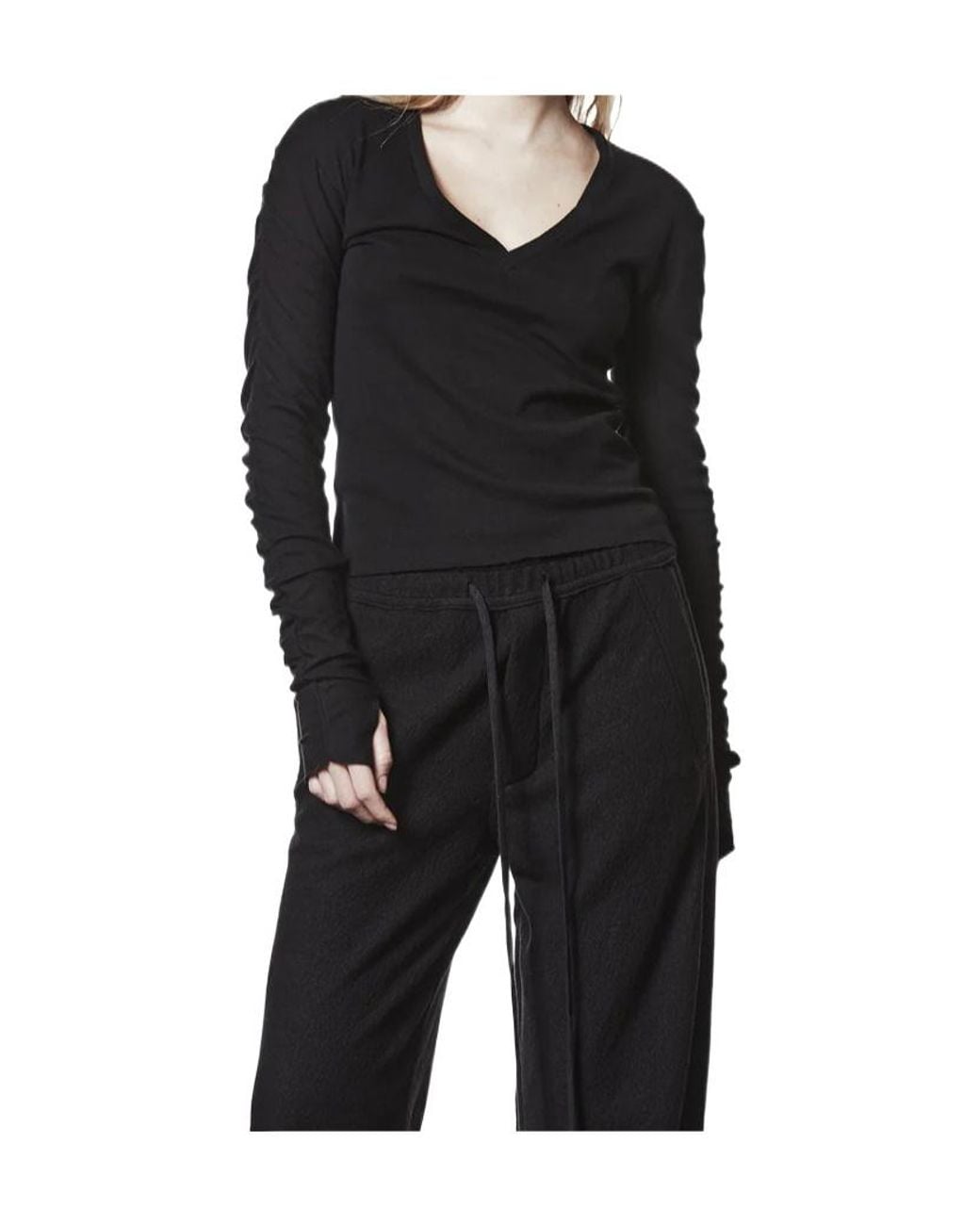 Thom Krom Black V-Neck Long Sleeved Top