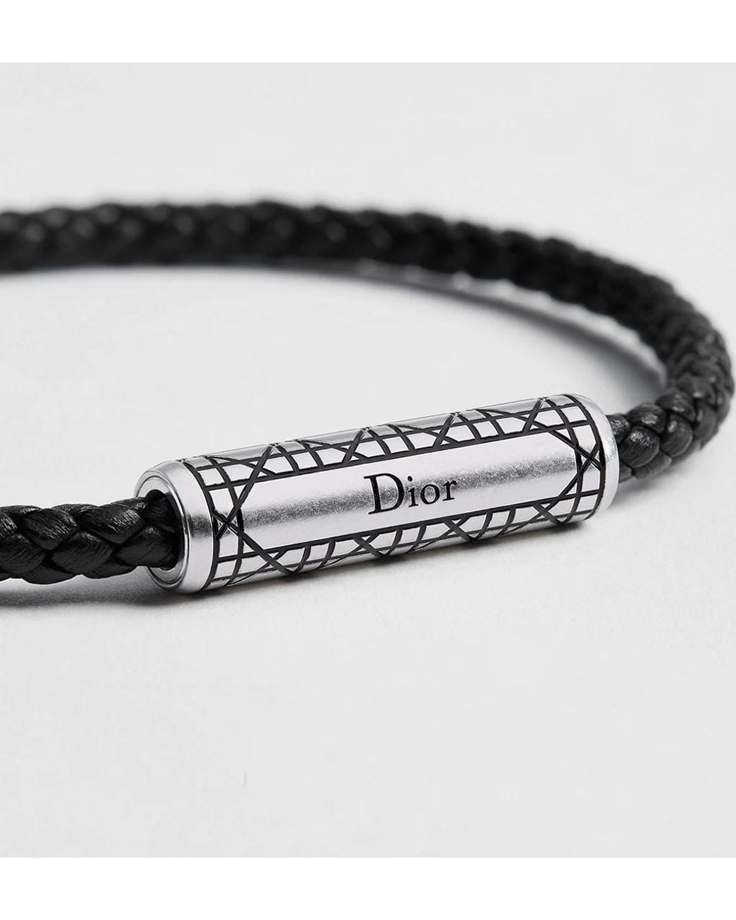 Dior White Cannage Woven Leather Bracelet for men