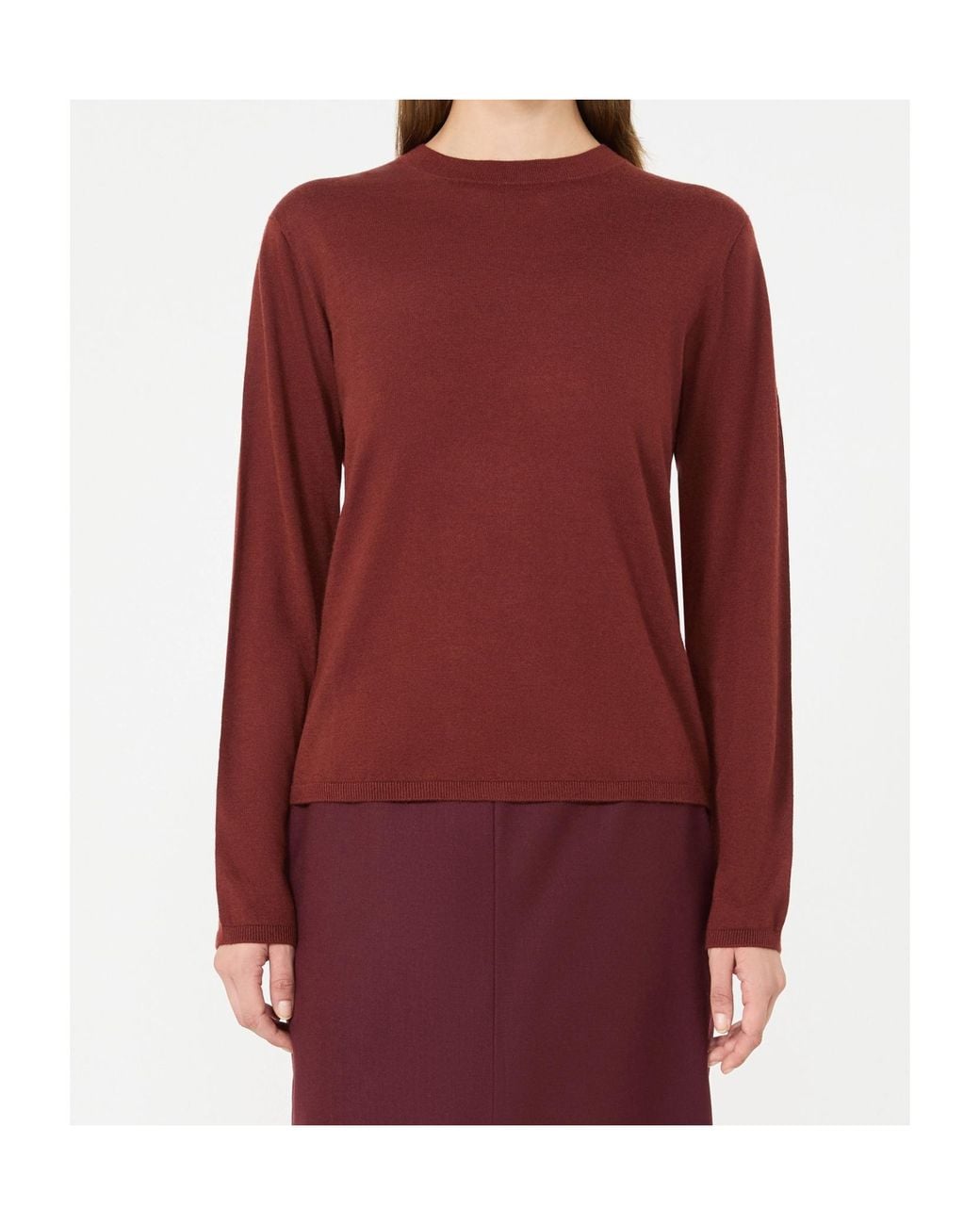 Max Mara Red Cashmere Yarn Crew-Neck Sweater