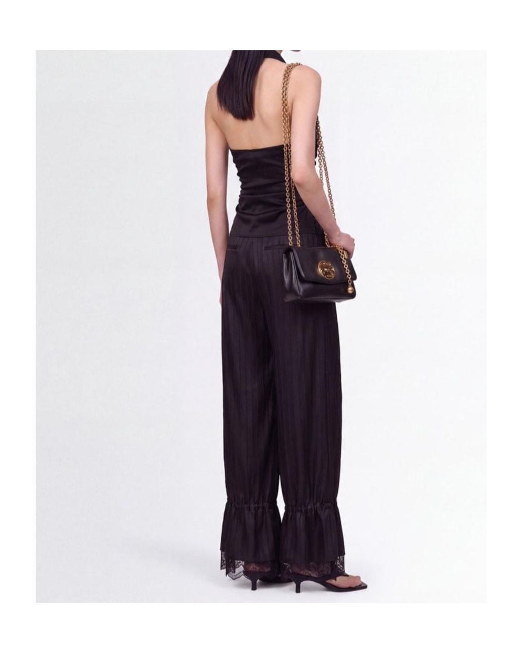 GIUSEPPE DI MORABITO Black Casual Pants With A Lace Hem