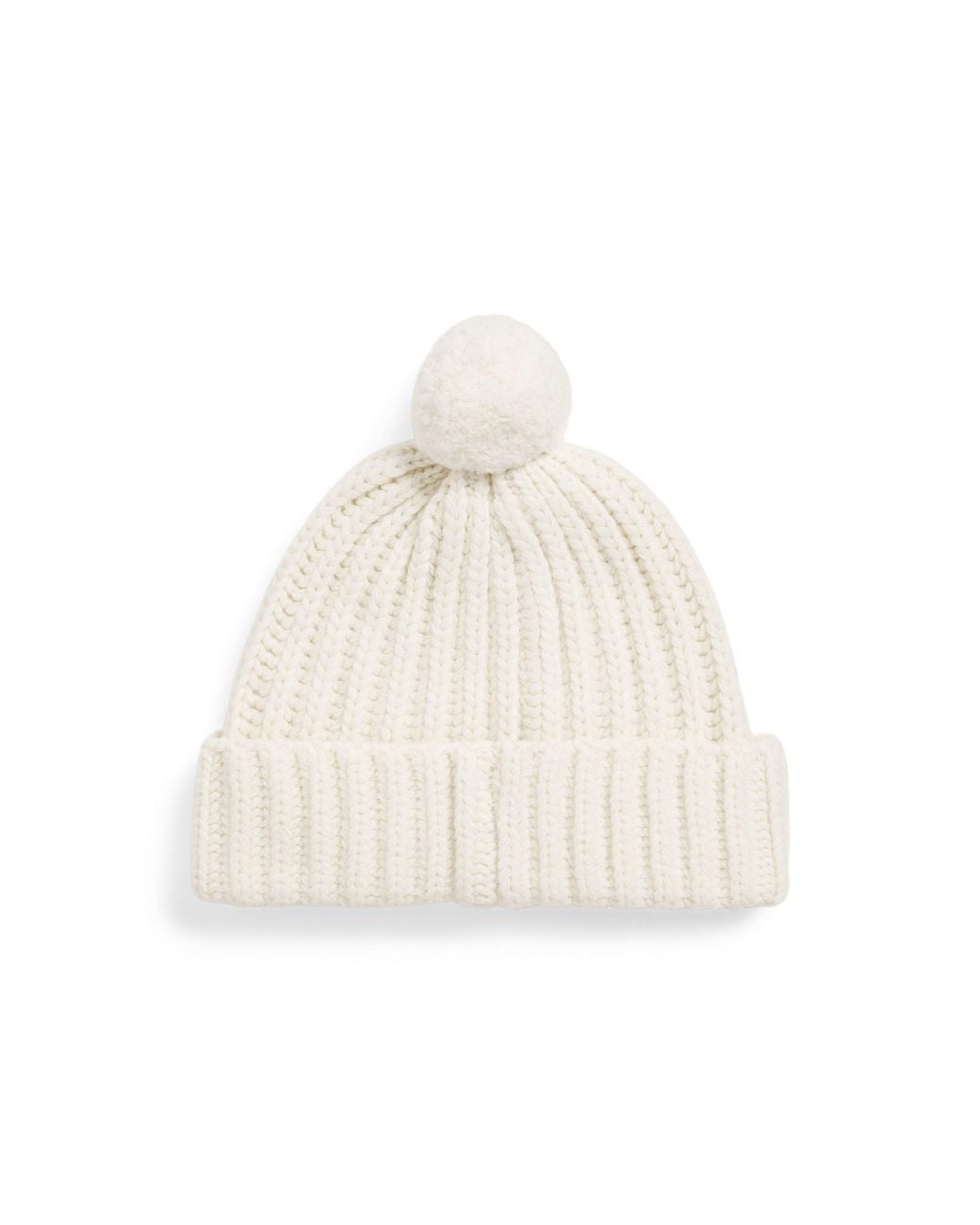Polo Ralph Lauren White Bear Rib Pom Pom Beanie