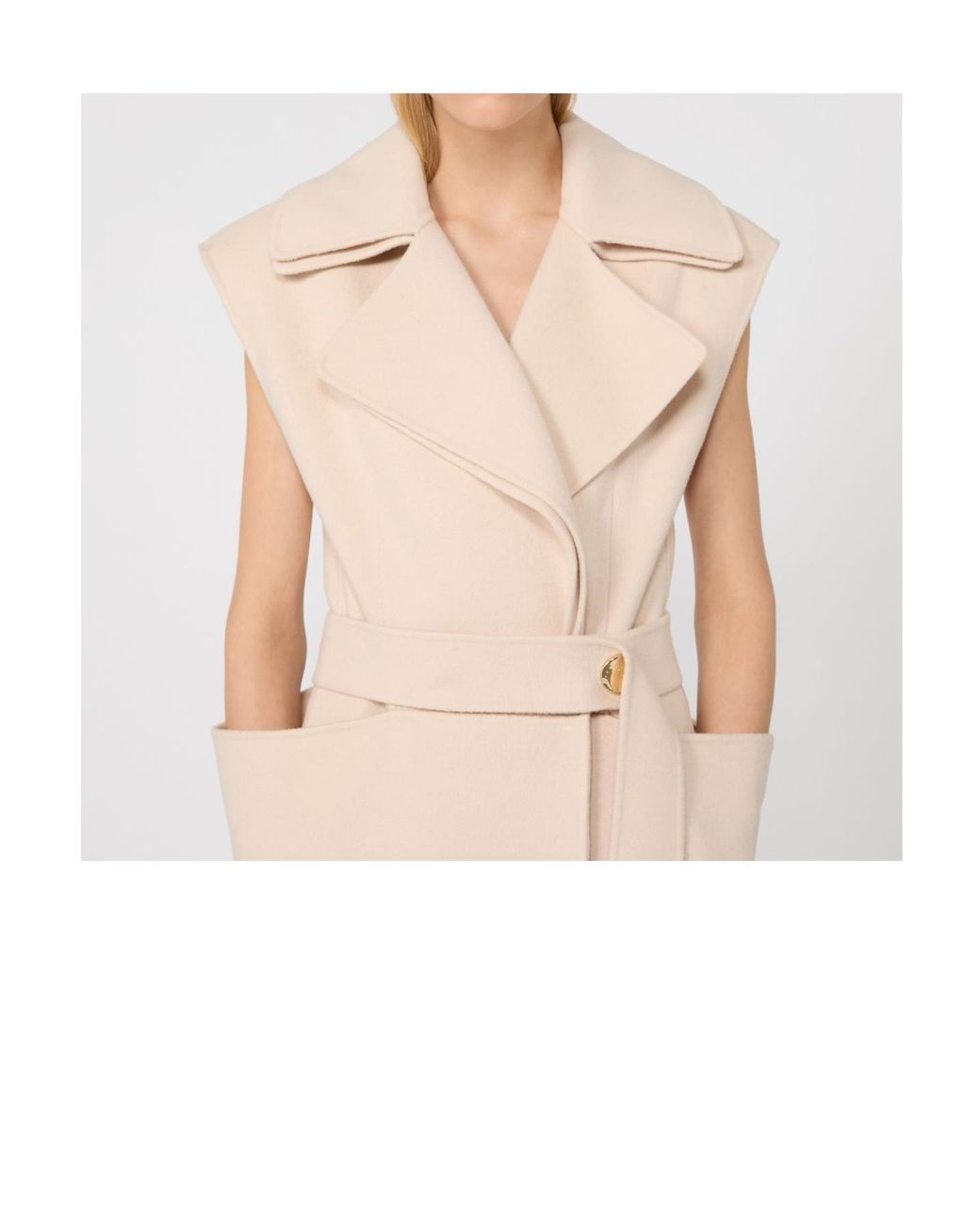 Sportmax Natural Spsbosso Belted Sleeveless Coat