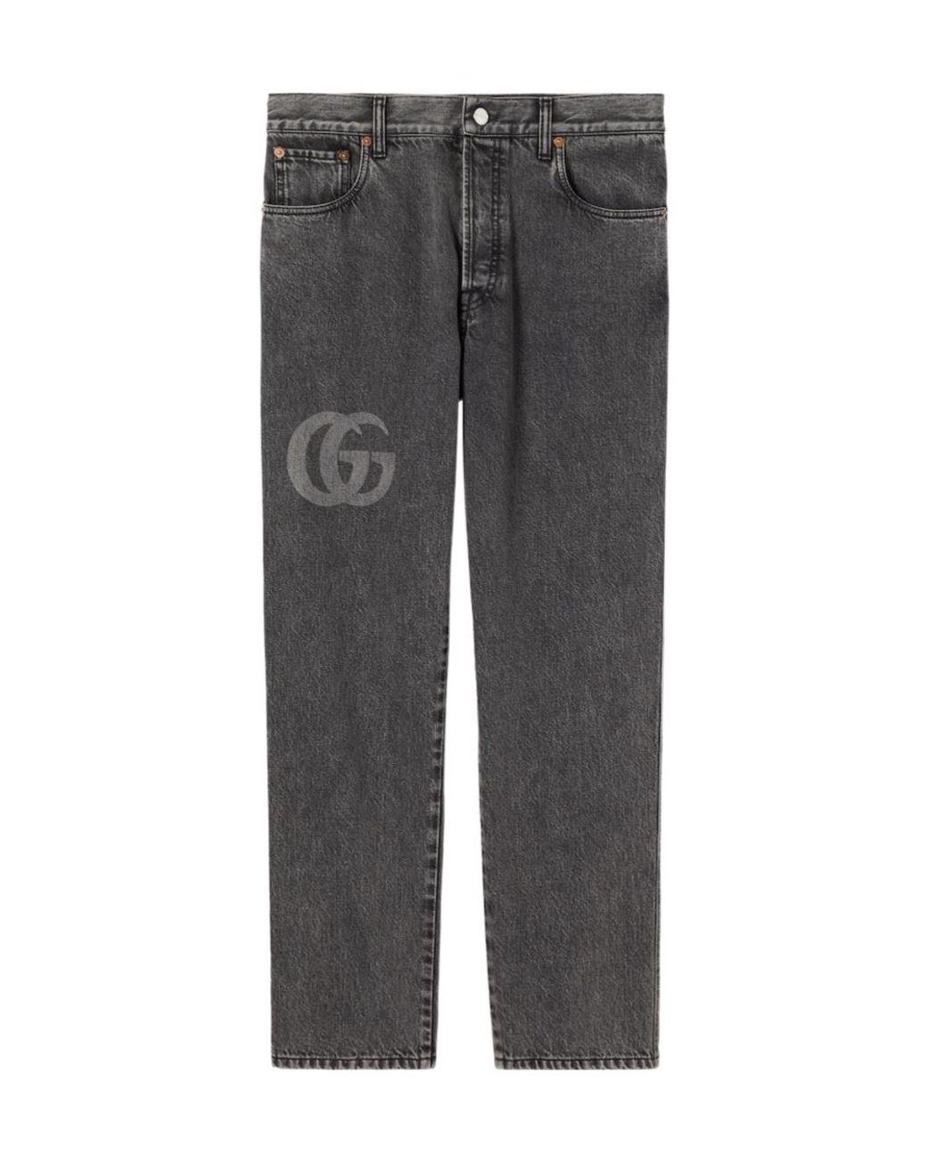Gucci Gray Logo Detailed Slim Fit Denim Jeans for men
