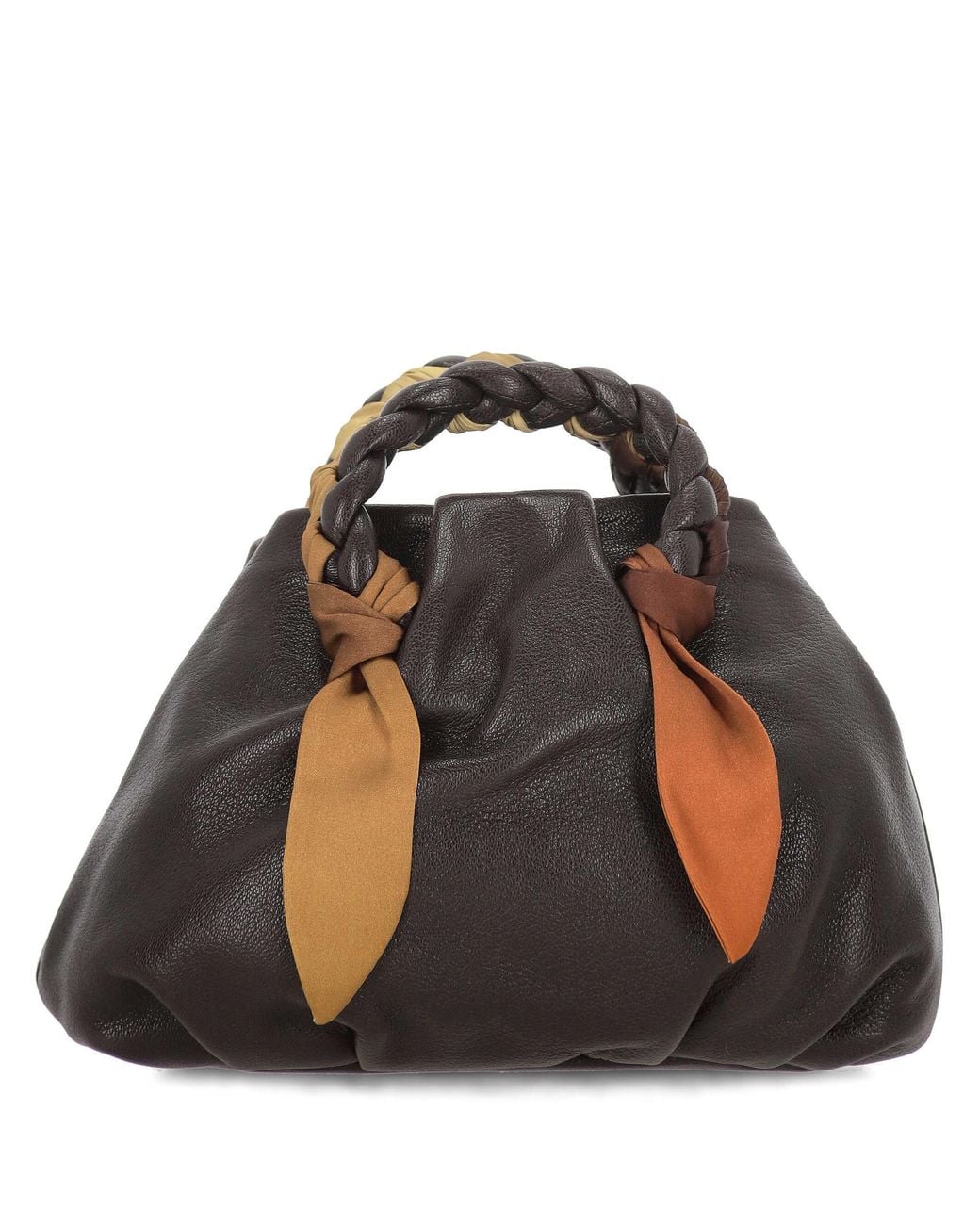 Hereu Black Braided-Handle Leather Tote Bag