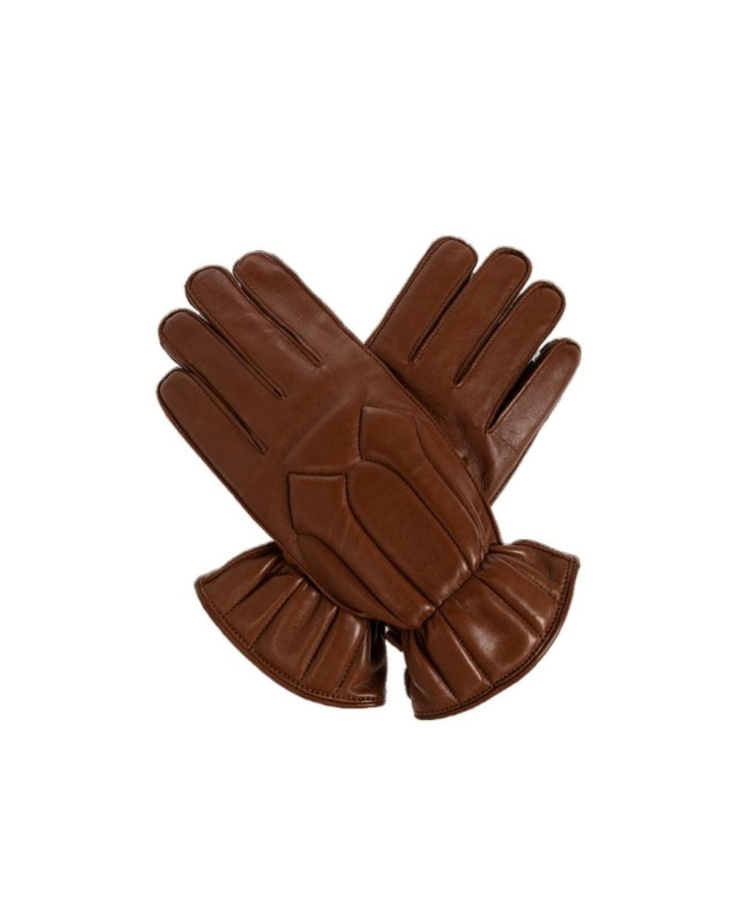 DSquared² Brown Quilted Cuff Leather Gloves for men