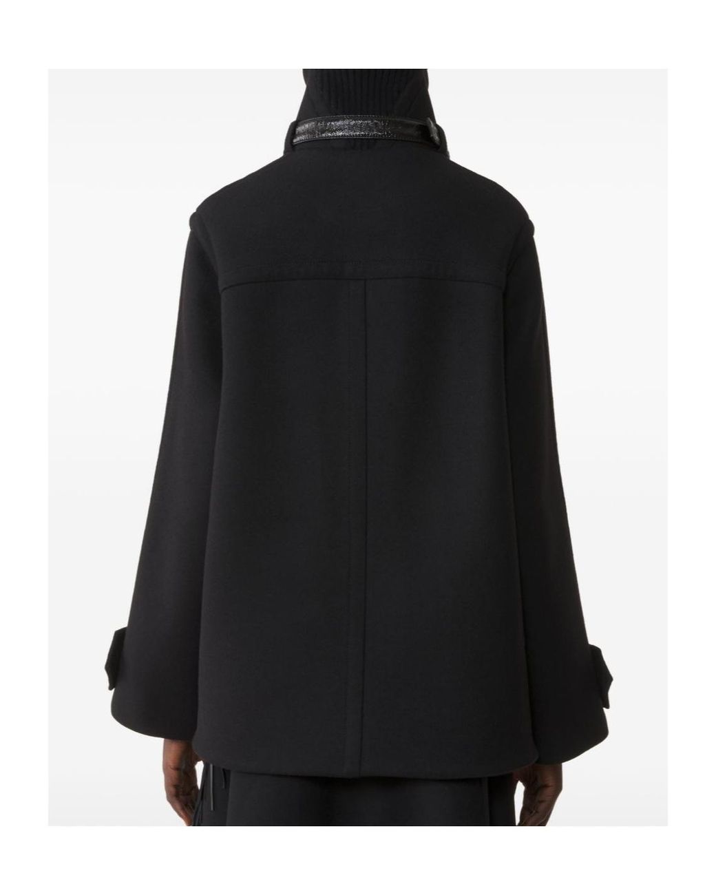 Lanvin Black Buckled-Collar Double-Breasted Short Coat