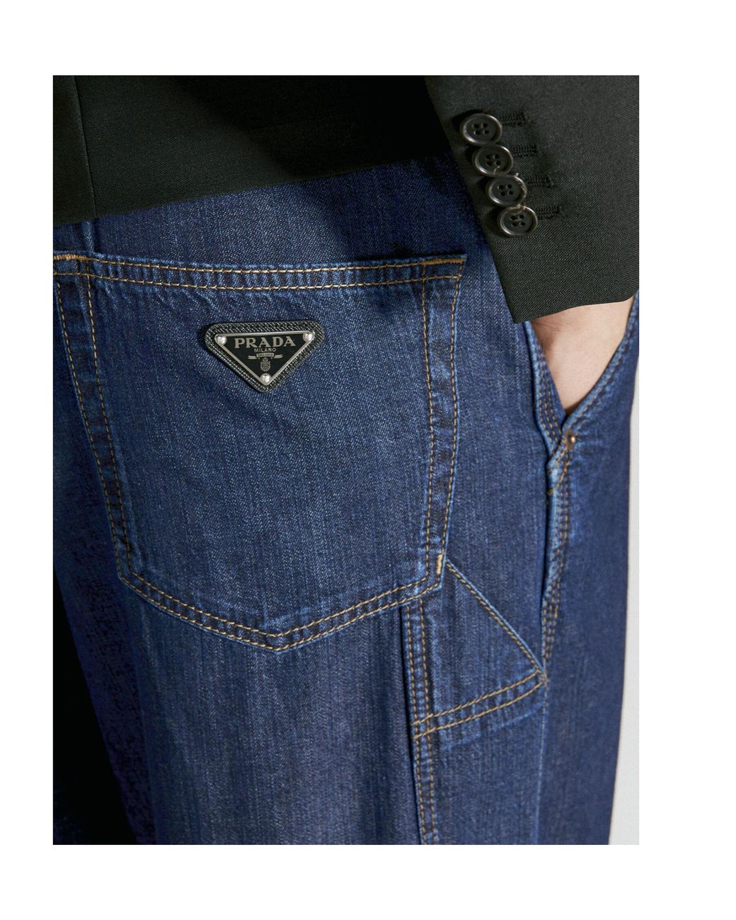 Prada Blue Multi-Pocket Denim Trousers for men