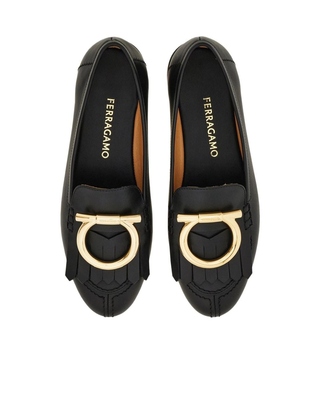 Ferragamo Black Ferragamo Maxi Gancini Fringe Detailed Loafers