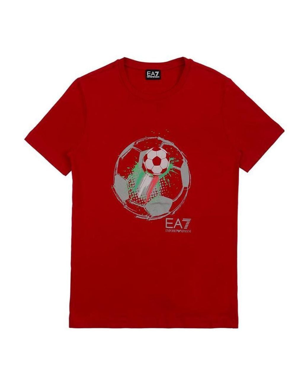 EA7 Red Logo T-Shirt With Round Neck for men