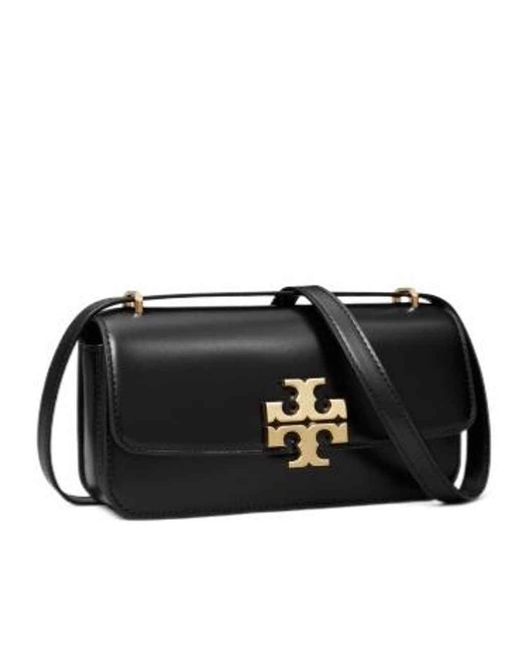 Tory Burch Black Convertible Eleanor Foldover Top Small Shoulder Bag