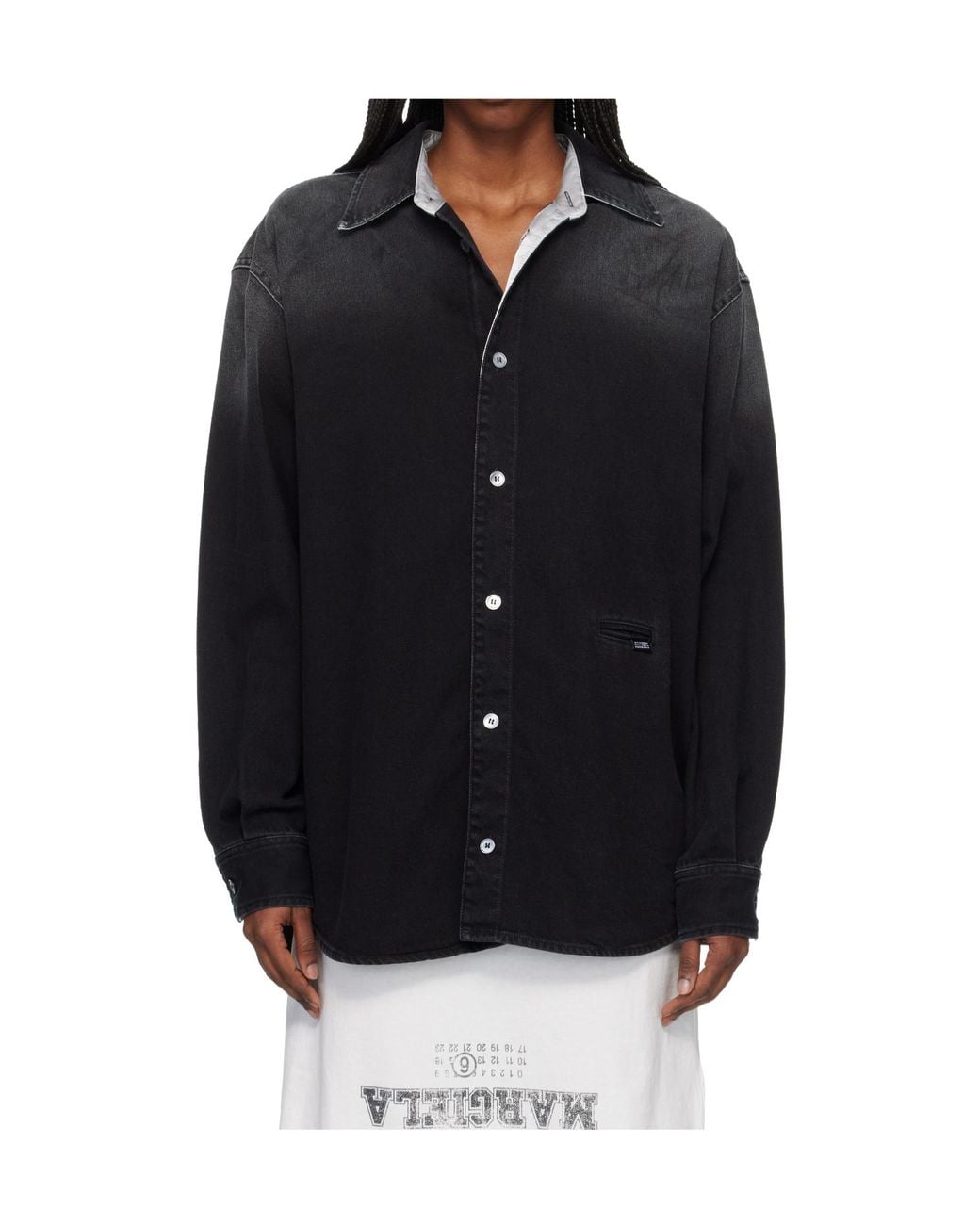 MM6 by Maison Margiela Black Long-Sleeved Denim Shirt
