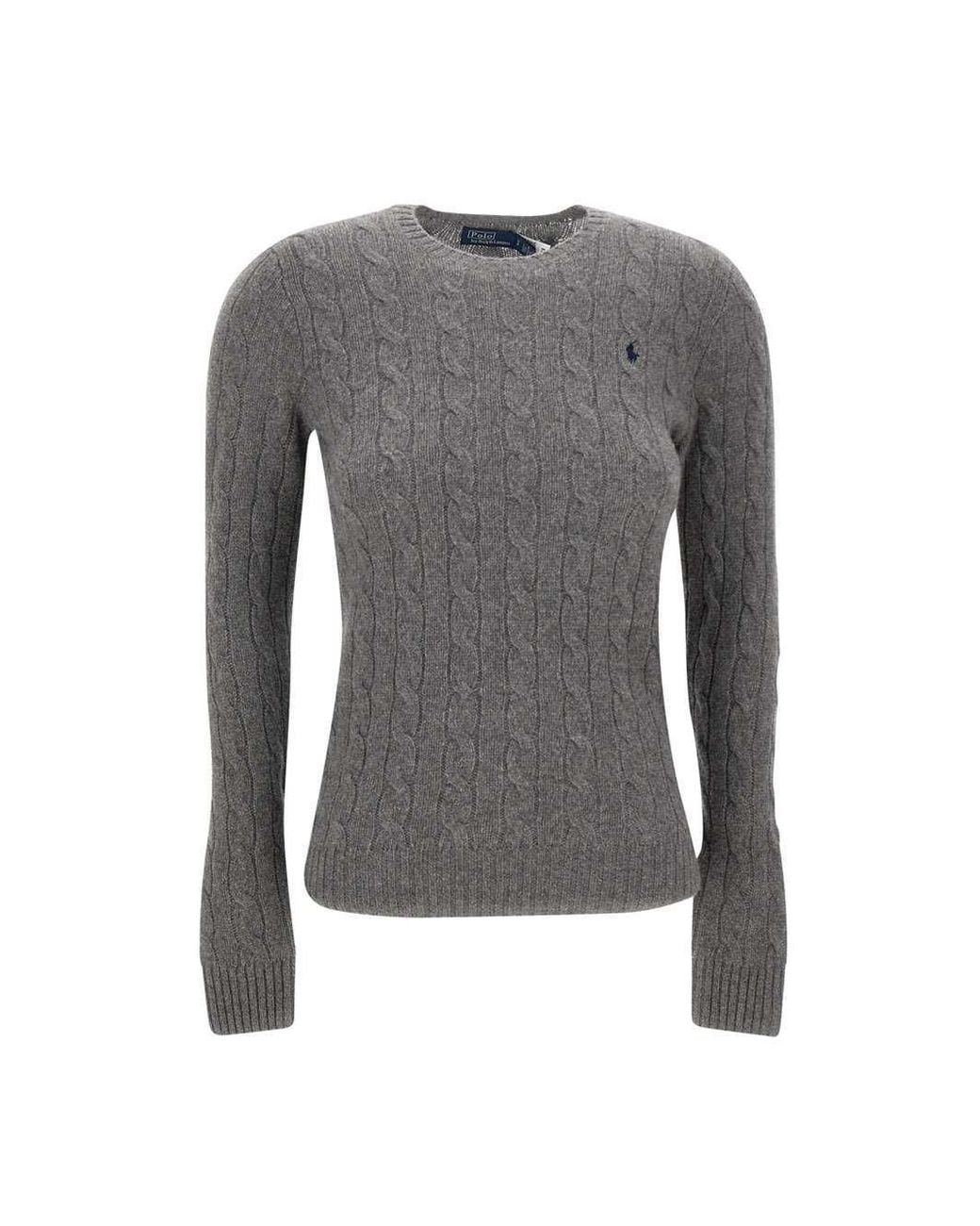 Polo Ralph Lauren Gray Pony Embroidered Cable-Knit Jumper