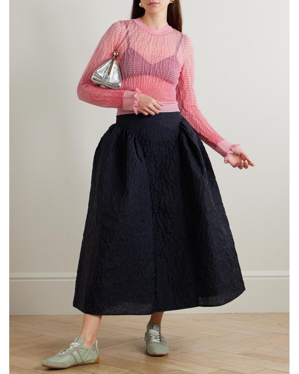 CECILIE BAHNSEN Pink Simple Knit Sweater