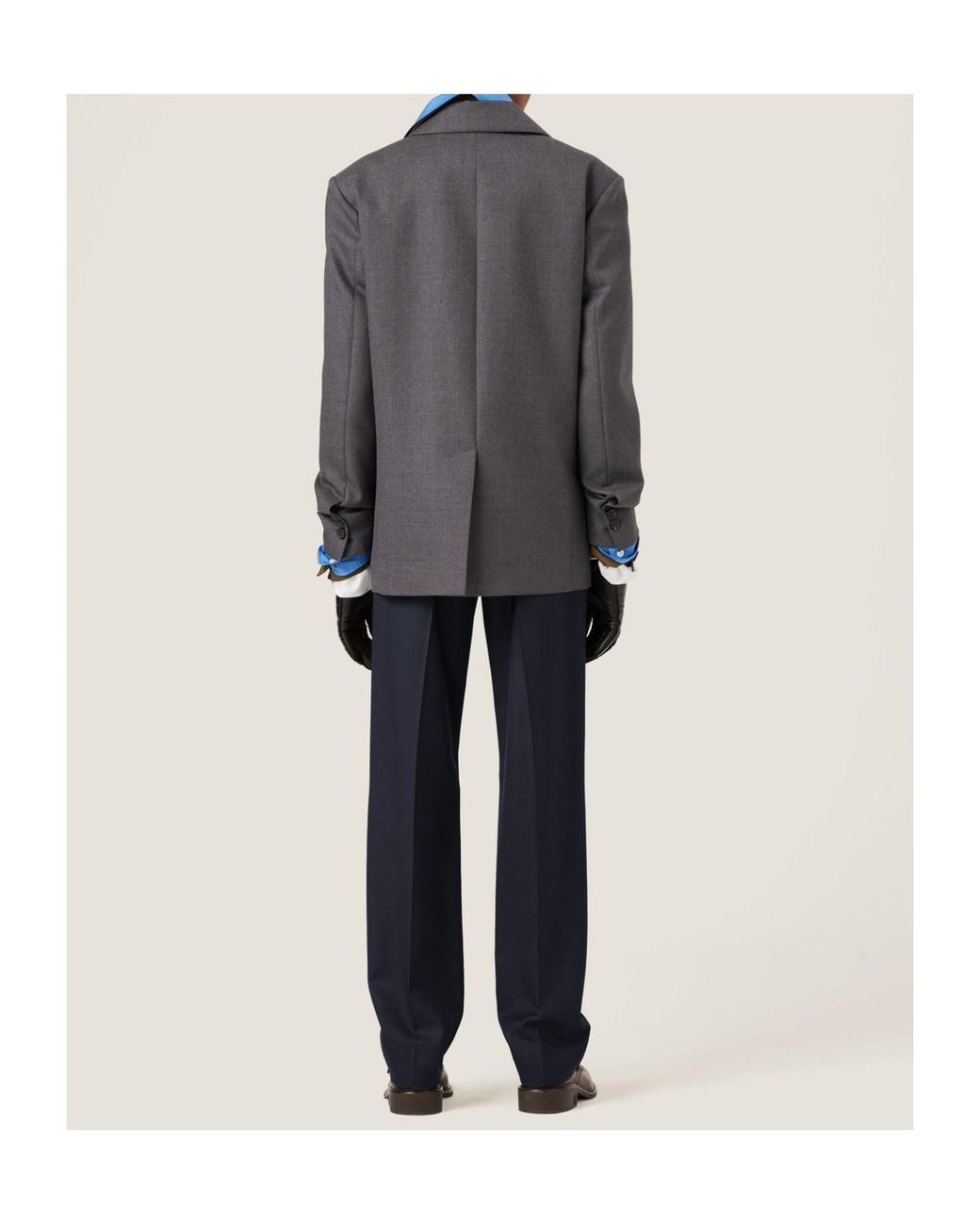 Miu Miu Blue Logo-Patch Tailored Trousers