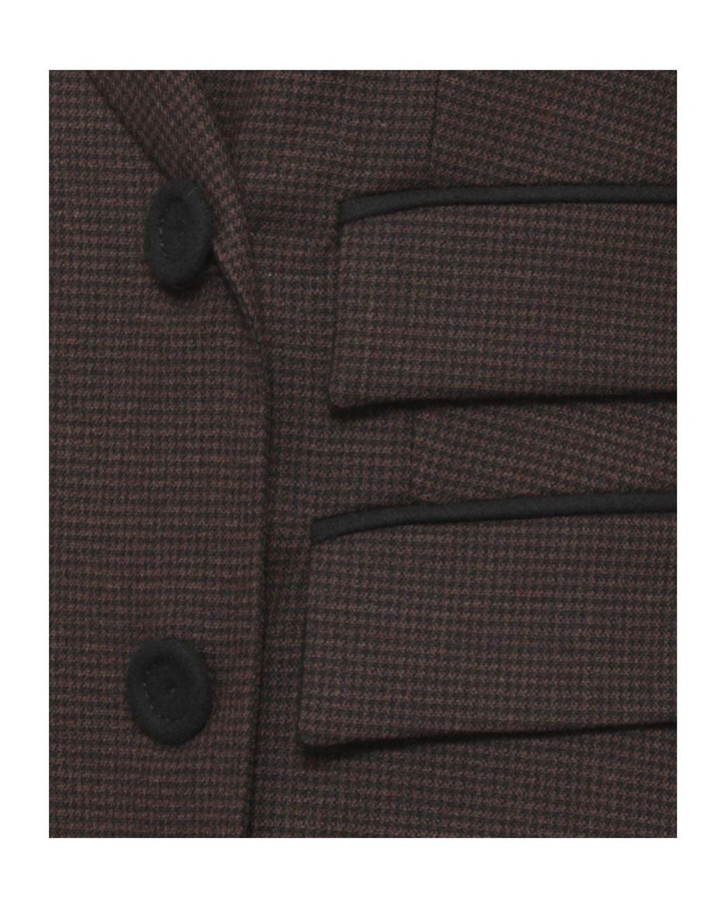 D.exterior Black Houndstooth Double-Breasted Blazer