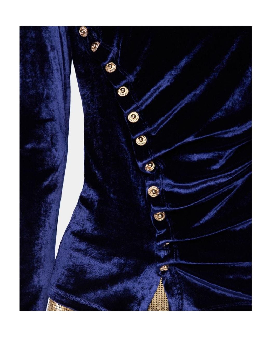 Rabanne Blue Draped Velvet Top