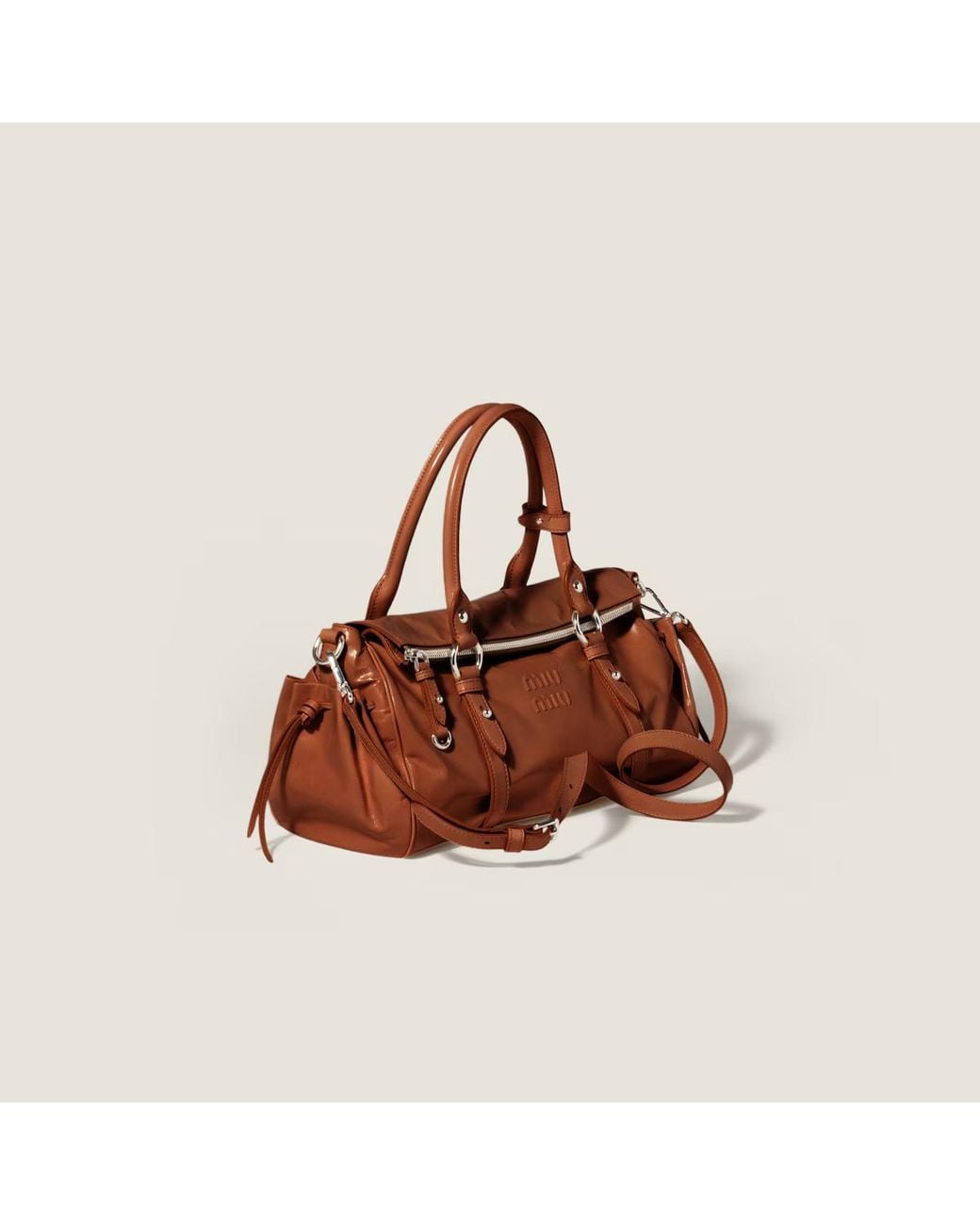 Miu Miu Brown Shiny Leather Handbag