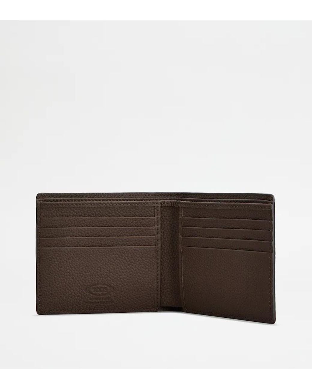 Tod's Brown T Timeless Pebbled Wallet for men
