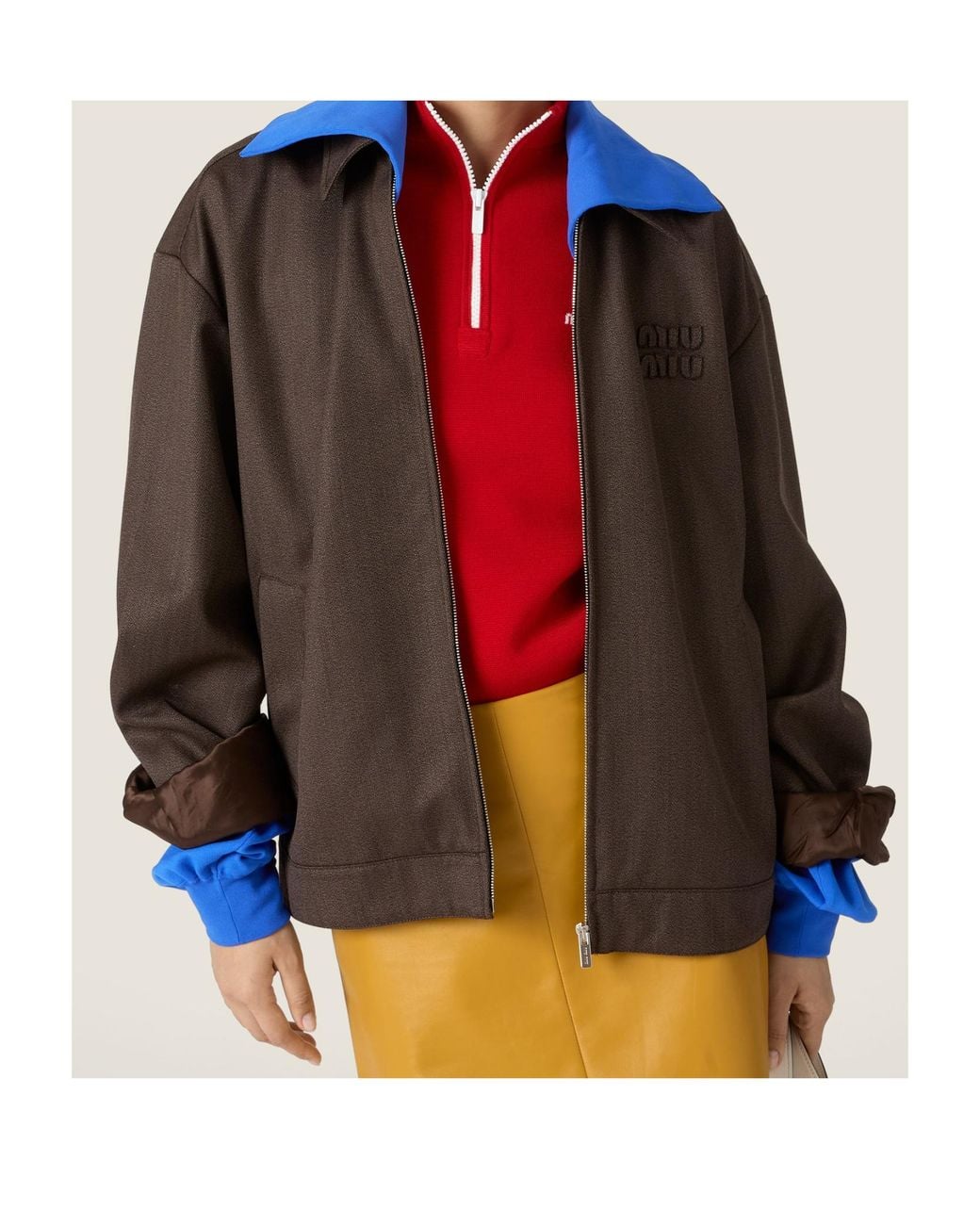 Miu Miu Brown Layered Zipped Jacket