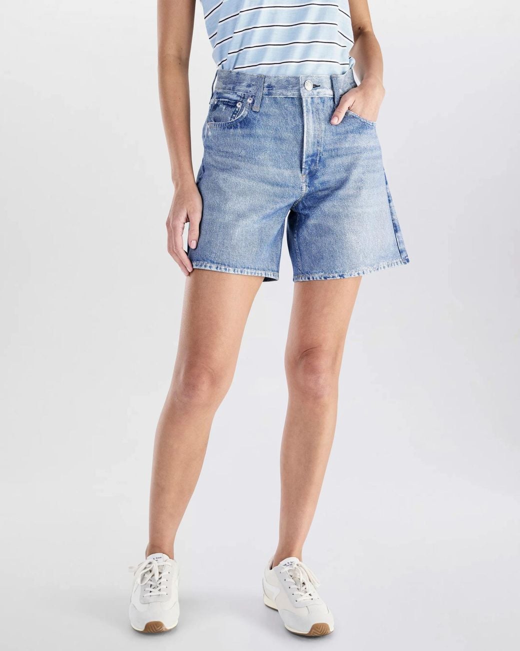 Rag & Bone Blue High-Waist Denim Shorts