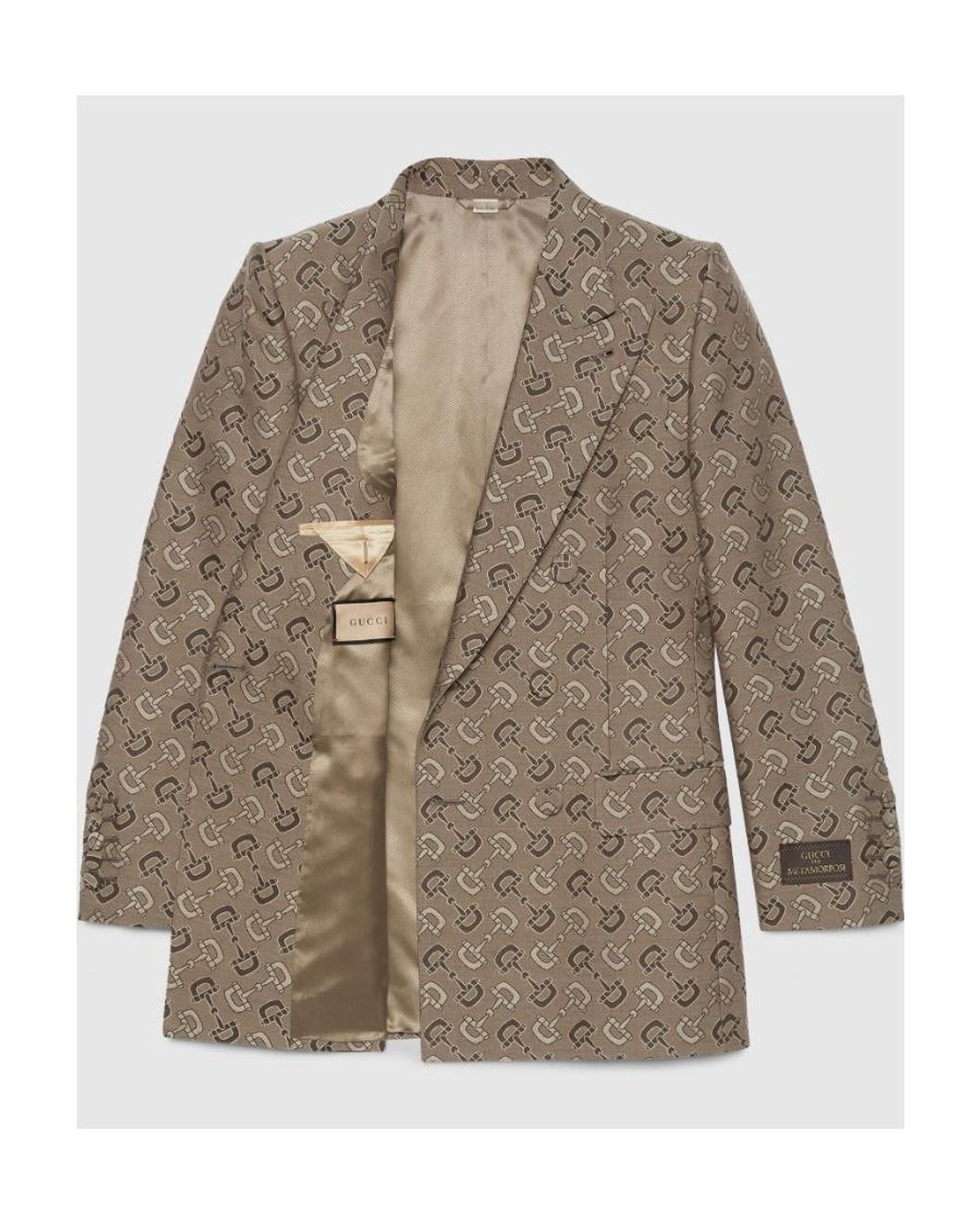 【関税込み】gucci 'Horsebit Maxi' blazer jacket Gucci Gg Pattern Double-Breasted Jacket in Brown for Men | Lyst