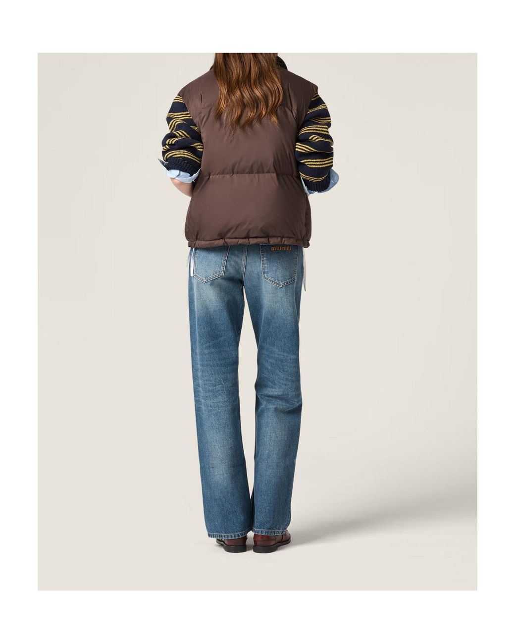 Miu Miu Brown Technical Pongé Down Vest