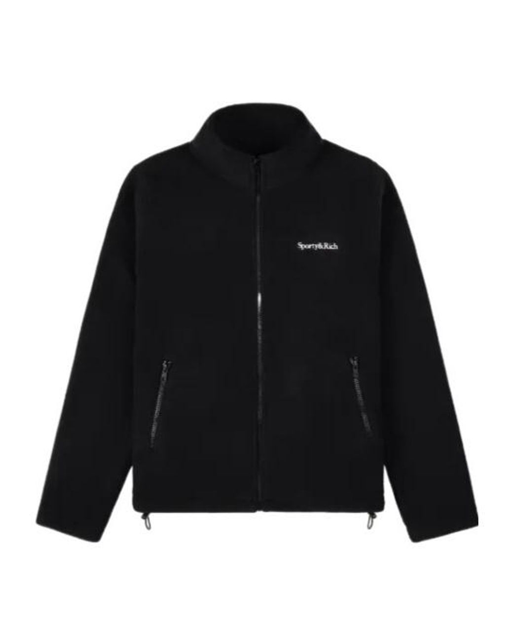 Sporty & Rich Black Zip-Up Fleece Jacket
