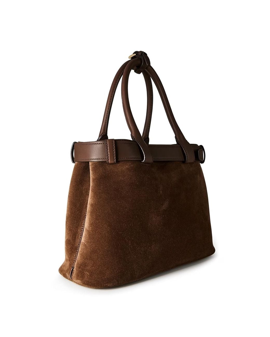 Prada Brown Medium Belt Buckle Suede Bag With Belt