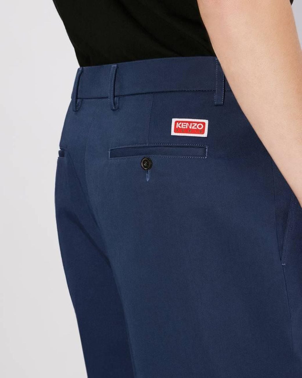 KENZO Blue Straight-Leg Turn-Up Cuff Trousers for men