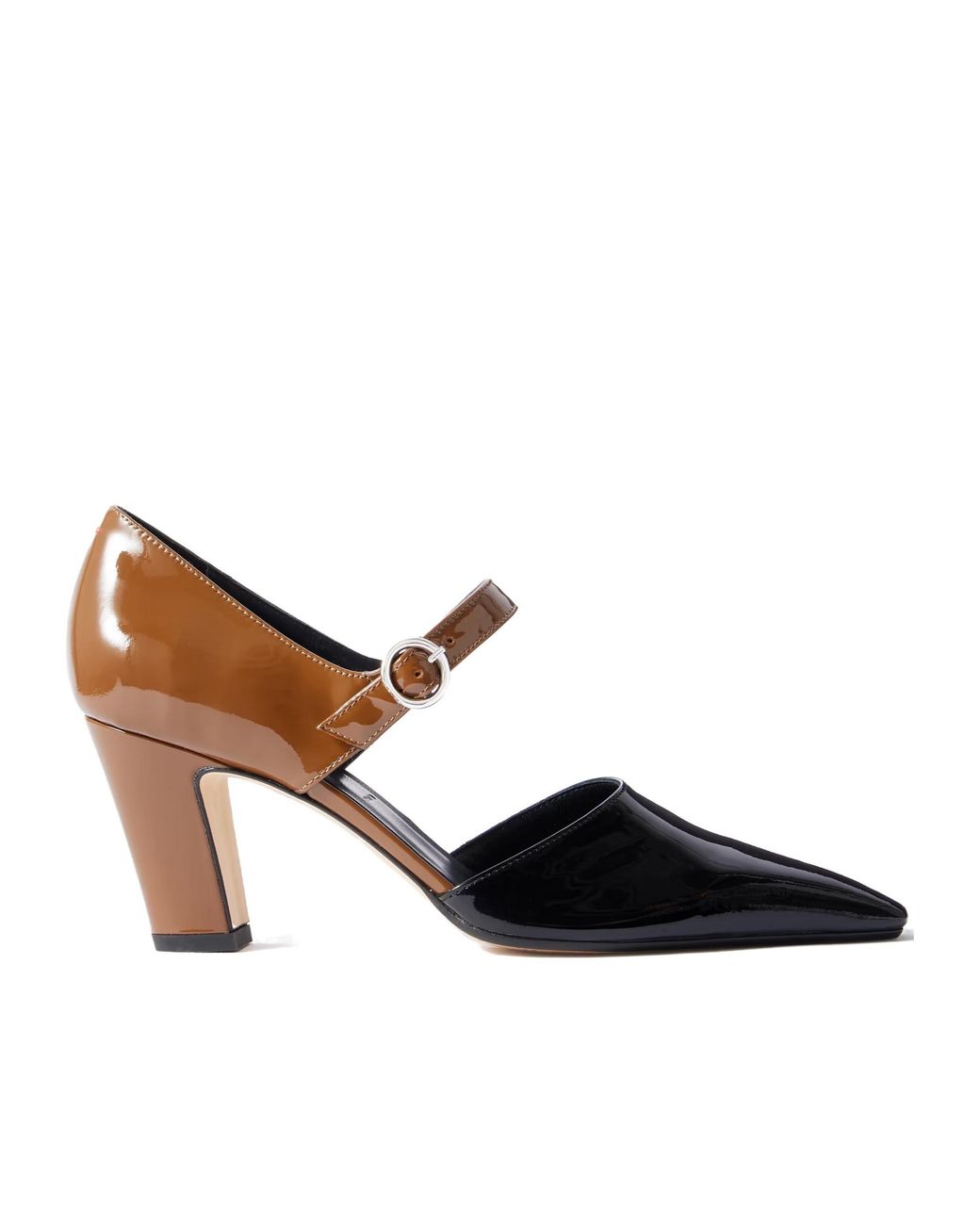 Aeyde Brown Two Tone Patent-Leather Mary Jane Pumps