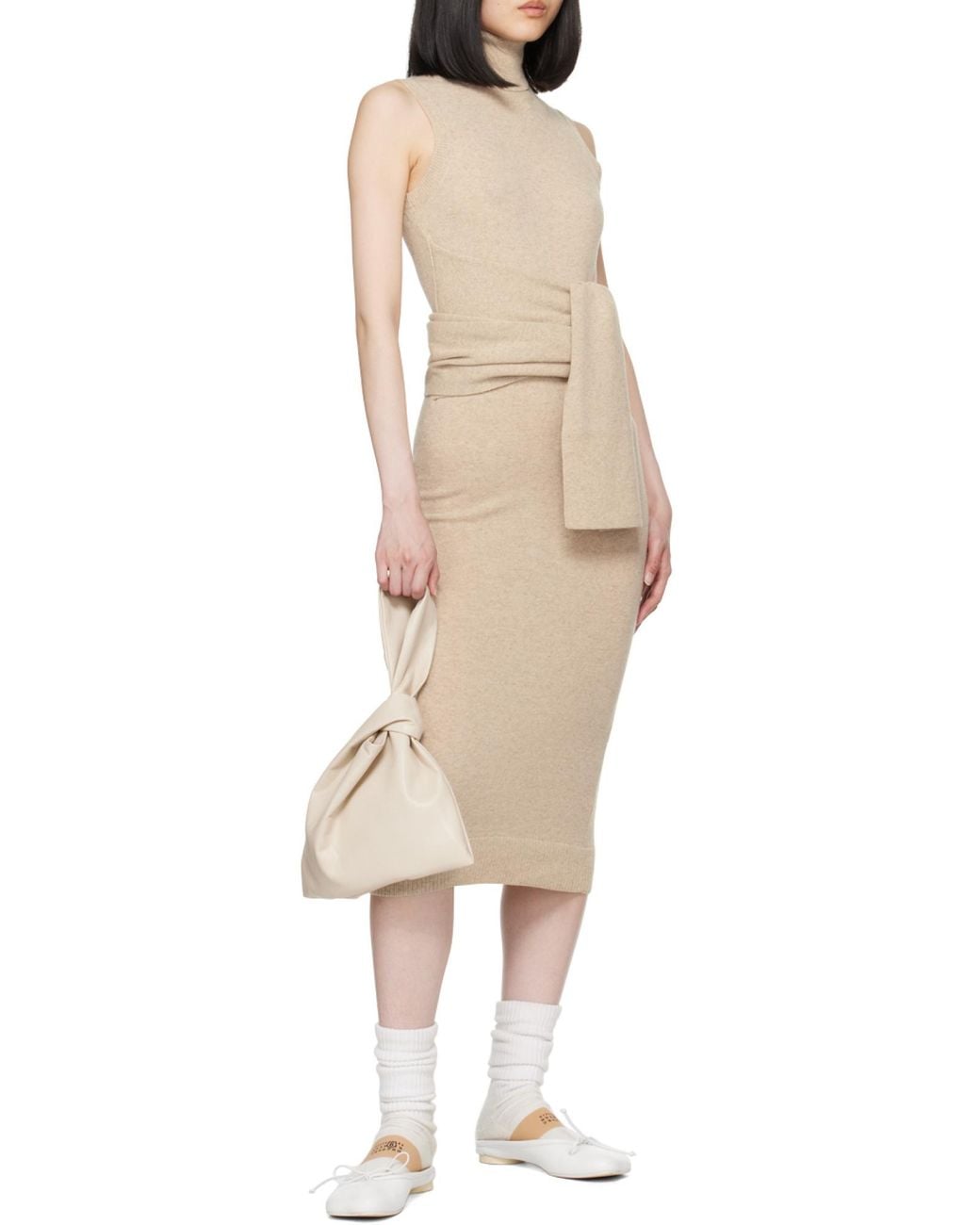 MM6 by Maison Margiela White Knitted Midi Dress