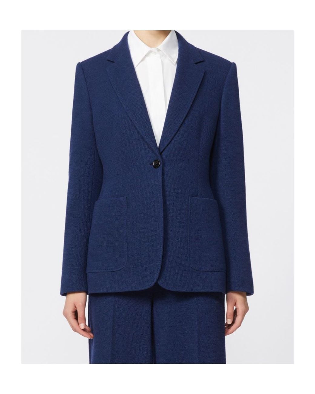 Max Mara Blue Patch-Pocket Blazer
