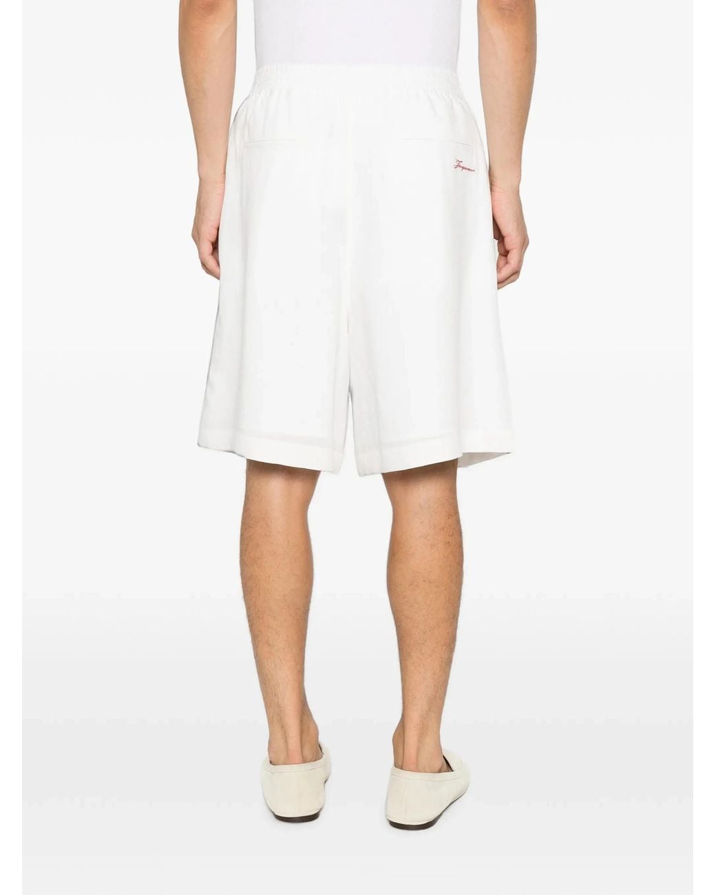 Jacquemus White Chain-Print Side-Stripe Shorts for men