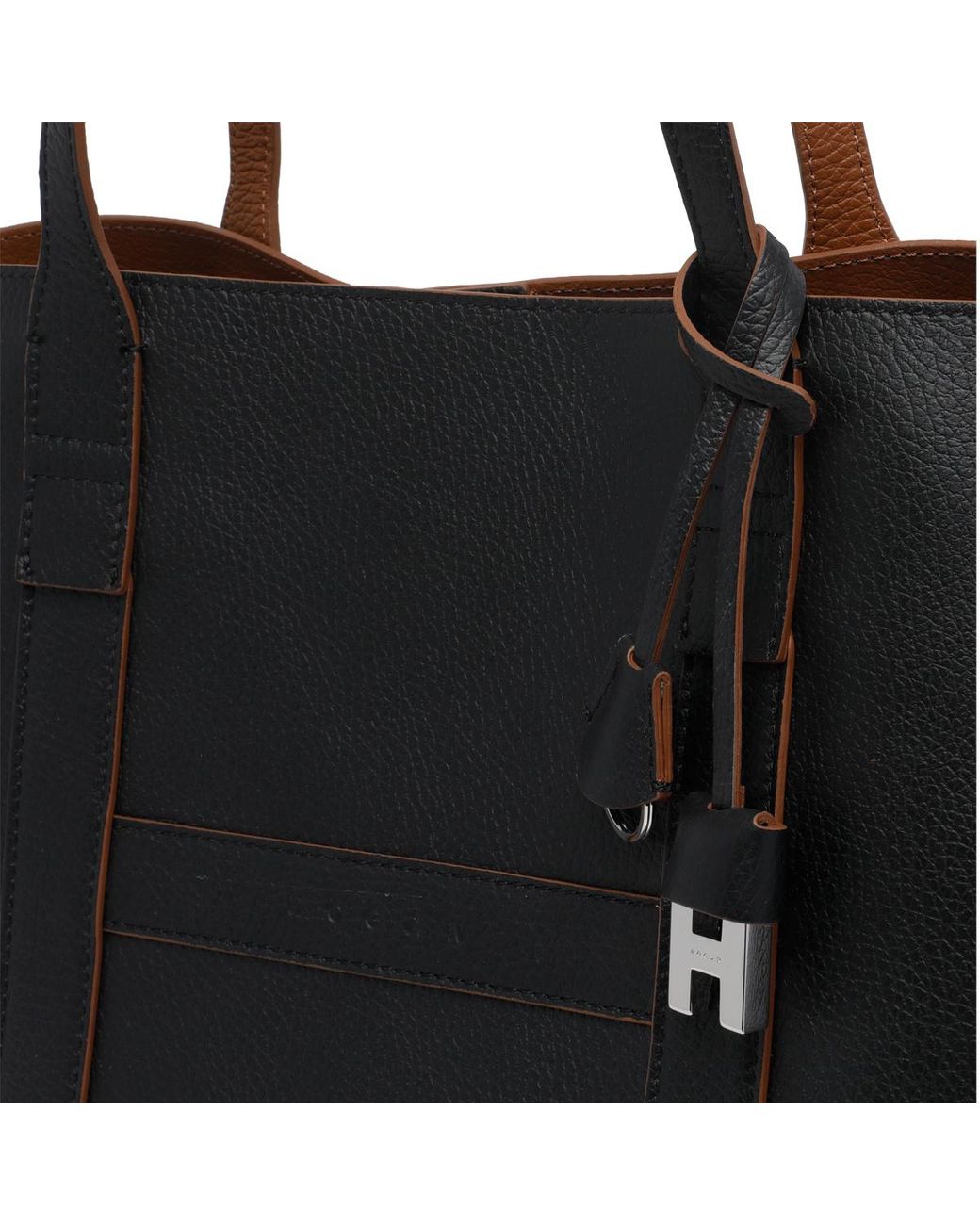 Hogan Black Hanging Accent Script Top Handle Bag