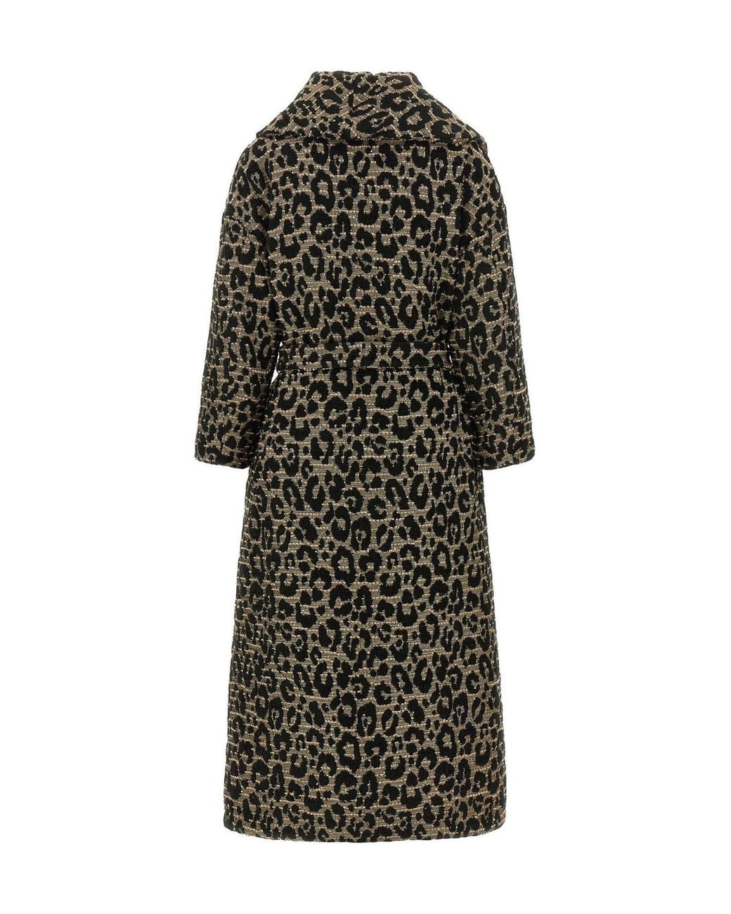 Herno Multicolor Leo Animal-Jacquard Belted Coat