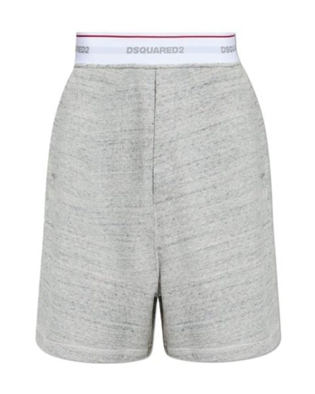 DSquared² Gray Logo Waist Loose Fit Shorts for men