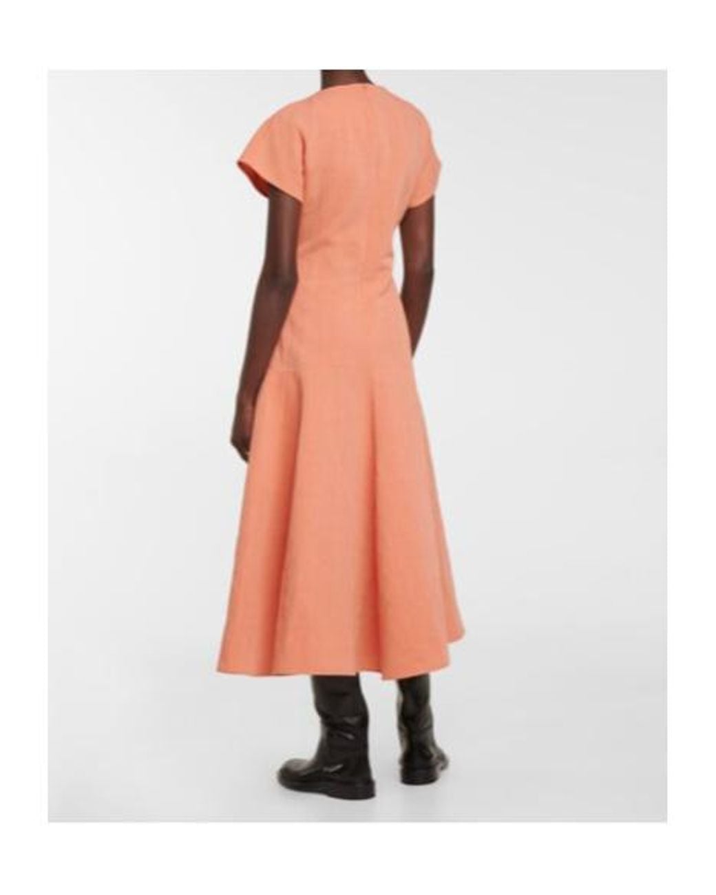Jil Sander Orange Cotton And Linen Midi Dress