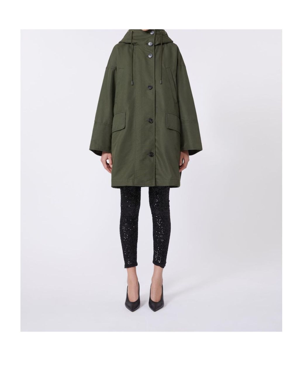 Weekend by Maxmara Green Hooded Button Jacket