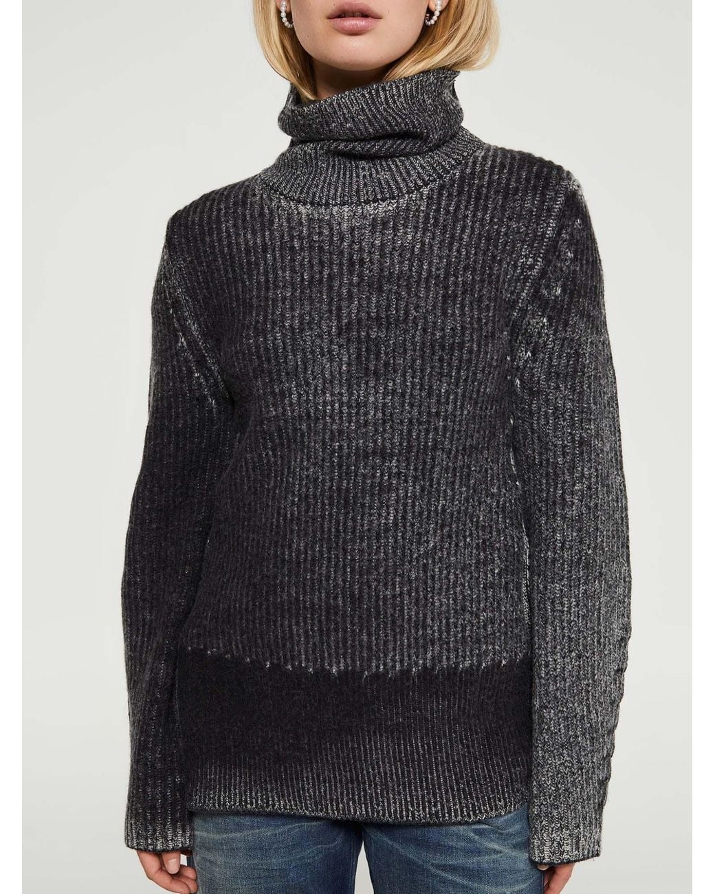 Acne Black Wool Blend Turtleneck