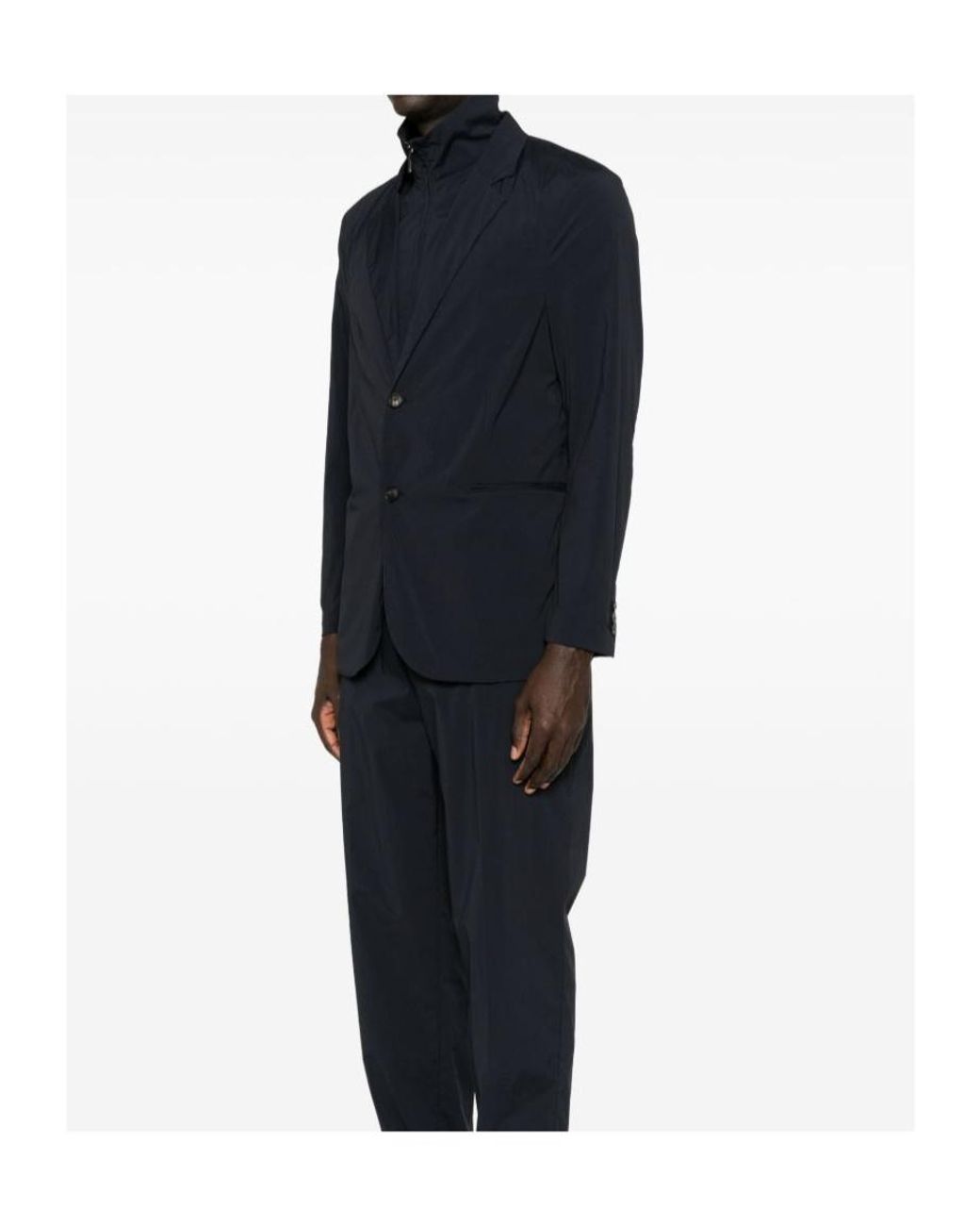 Emporio Armani Blue Detachable Stand Collar Blazer for men