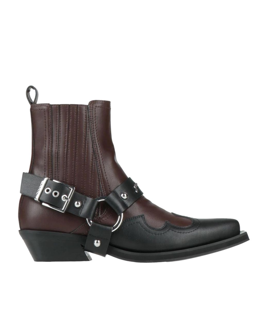 Ganni Brown Two-Color Denim Ankle Boots
