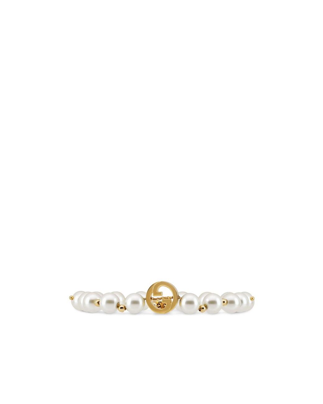 Gucci White Embellished Interlocking Bracelet