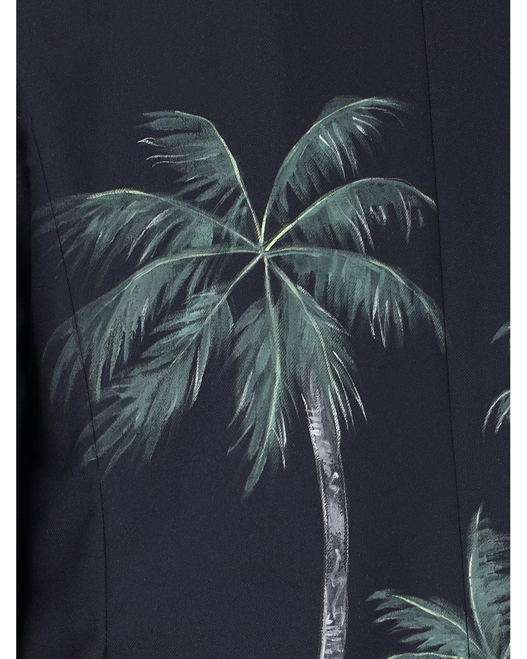 Palm Angels Blue Palm Tree Printed Double Breasted Jacket for men