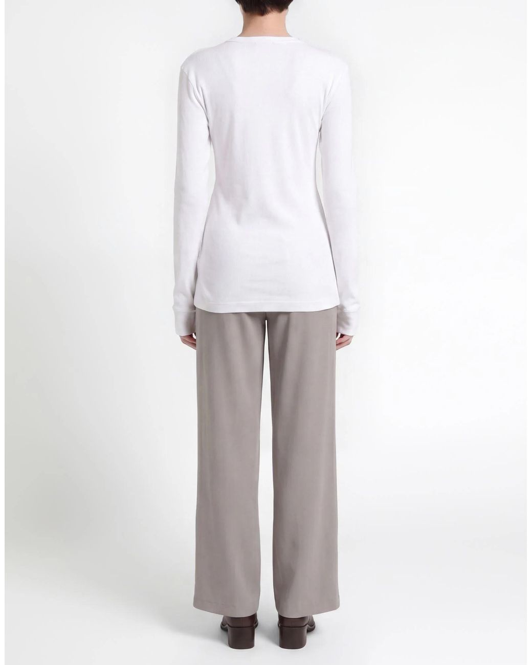 Dolce & Gabbana White Solid-Color Long-Sleeve T-Shirt