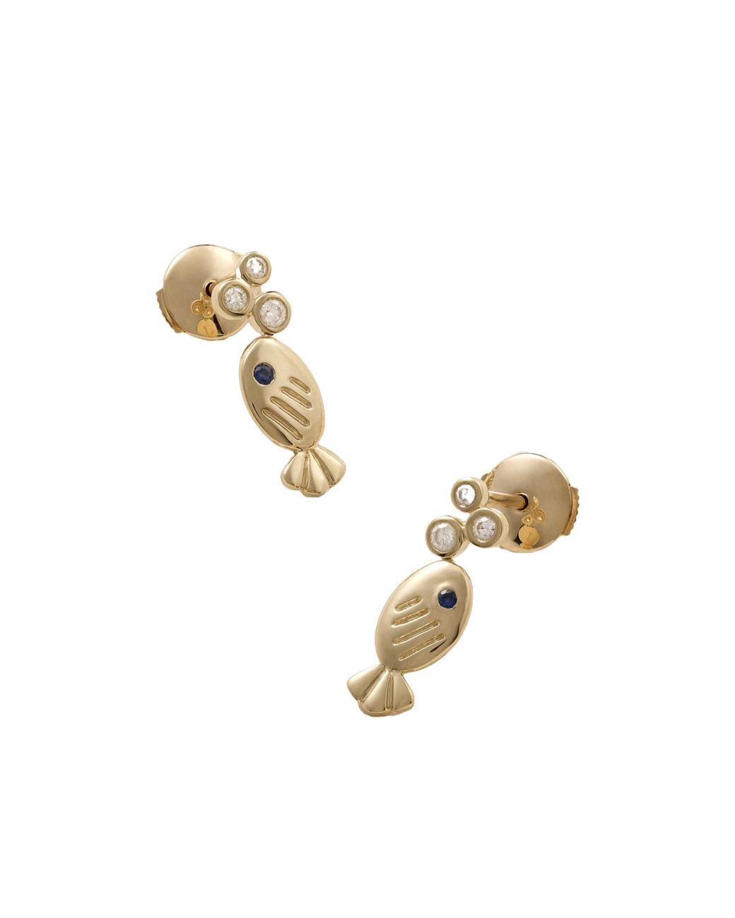 Yvonne Léon Metallic Simple Little Fish Earrings