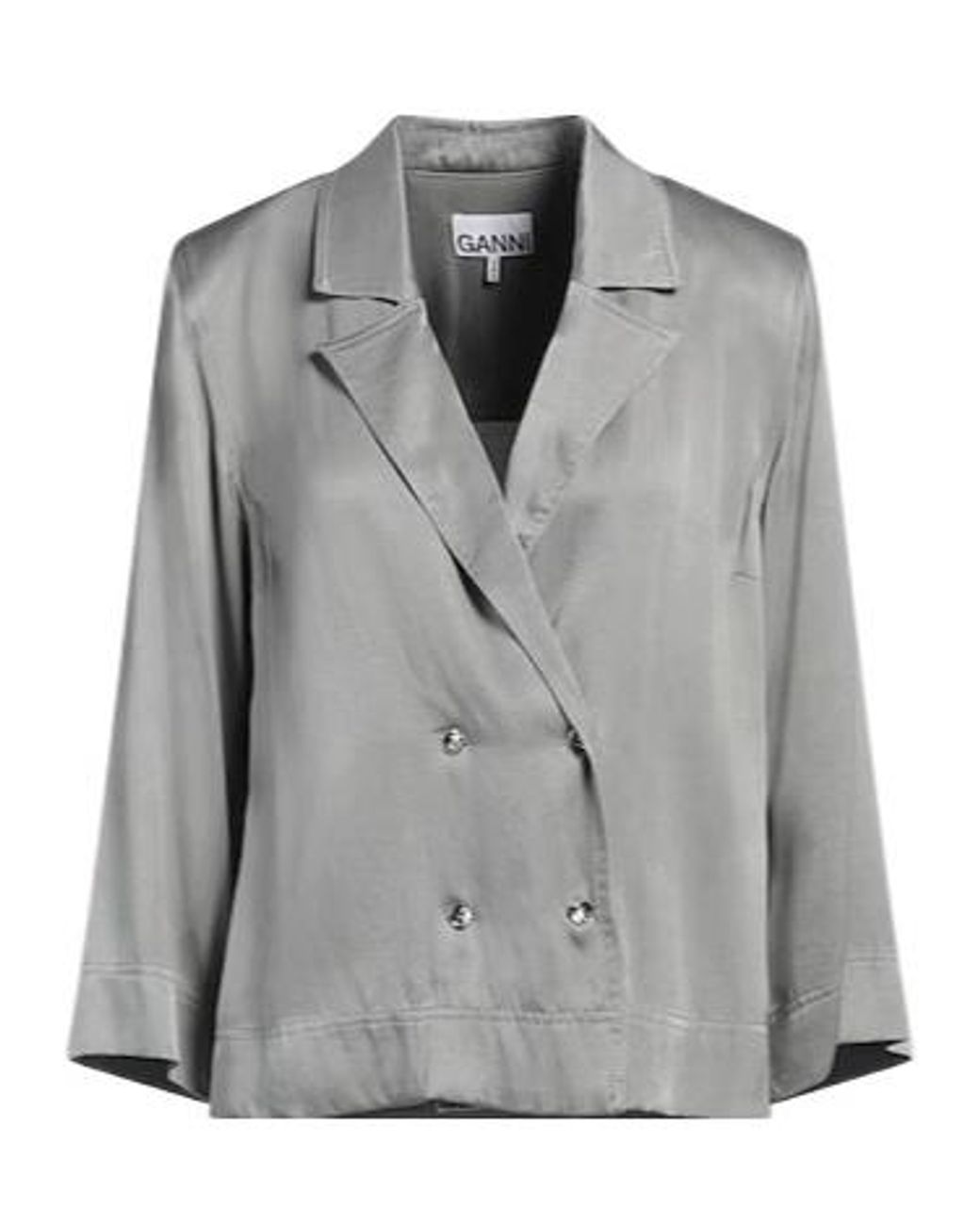 Ganni Gray Double-Breasted Suit Jacket